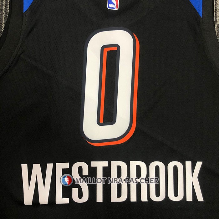 Maillot Oklahoma City Thunder Russell Westbrook NO 0 Ville 2020-21 Noir
